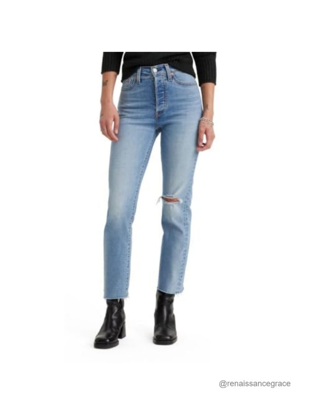 Levi's Wedgie Straight Jeans High Rise Stretch Cotton Blend